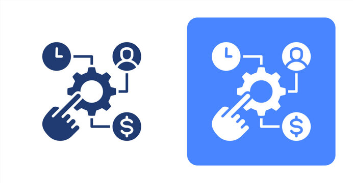 Resource Allocation Glyph  Two-tone color and contrasting background icon illustration