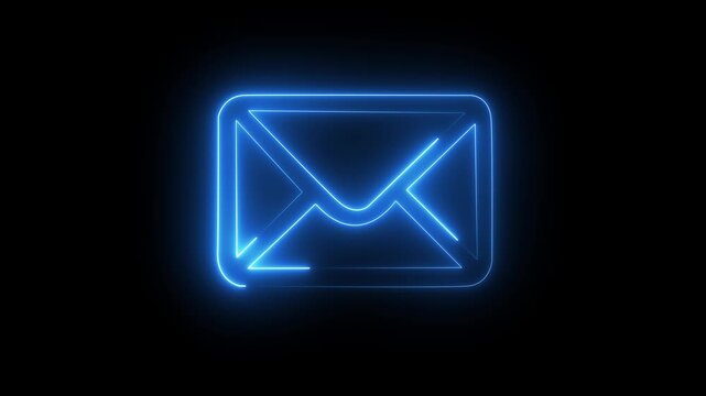 Neon Glowing Mailbox Icon Animation on Dark Background for App UI, Web Interface, Digital Messaging and Communication Design