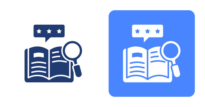 Literature Review Glyph  Two-tone color and contrasting background icon illustration