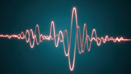 A vibrant neon waveform pulsates with energy against a dark teal background