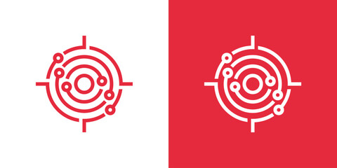 Dual meaning logo combining a target and technology circuit elements, symbolizing precision, innovation, data-driven focus, and smart digital solutions.