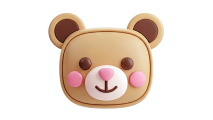 3D Rendered Cute Bear Face Icon