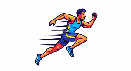 Obraz premium Athletic Man Running Fast in a Sprint Race.