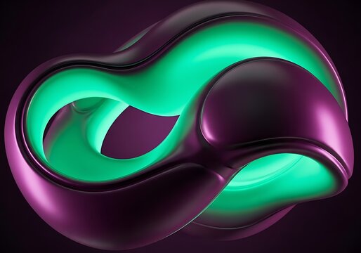 Abstract rendering with fluid shapes and iridescent luminosity contrast