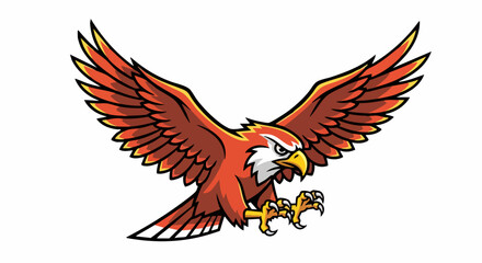 Obraz premium Majestic red hawk soaring through the sky with outstretched wings and sharp talons.