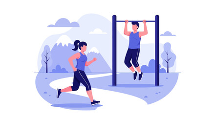 Fototapeta premium Street workout concept with male athlete practicing pull-ups on bar.