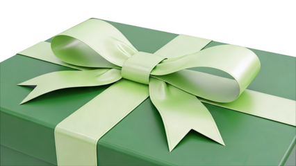 Green Gift Box with Satin Ribbon Bow