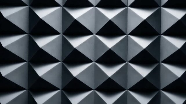 Abstract Dark Gray Geometric Pyramidal Pattern Wall Texture with Dramatic Light and Shadow.