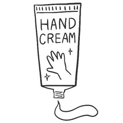 中身が出ているチューブ型ハンドクリームのイラスト　線画