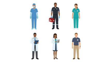 Diverse Healthcare Professionals Illustration Set