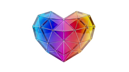 Geometric Heart Sculpture with Rainbow Gradient