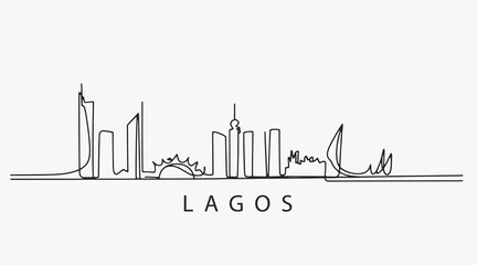 Fototapeta premium Flat Design one line without breaking the Lagos city