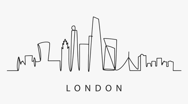 Flat Design one line without breaking the london city