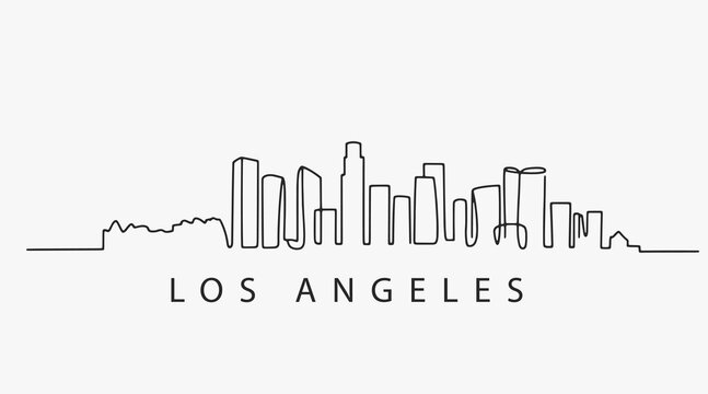 Flat Design one line without breaking the Los Angeles cit