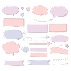 Hand-drawn frame and speech bubble illustration set (outline)