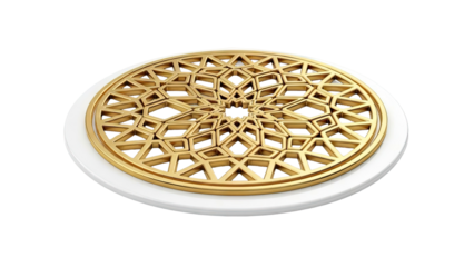 Gold Islamic Geometric Pattern on White Base