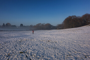 woman walking in snow