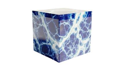 Blue Marble Cube with Lightning Pattern