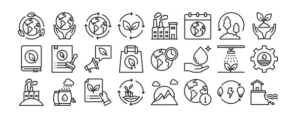 Environment icon collection. Containing design environment, green, nature, ecology, business	