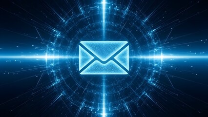 Digital email communication representing global network and secure information transfer