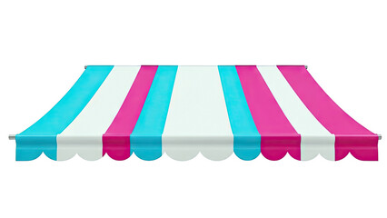Striped Awning with Pink, White, and Teal