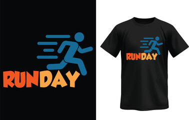 Obraz premium Run Day: dynamic design on black T-shirt, promoting the enthusiasm and spirit of running. 