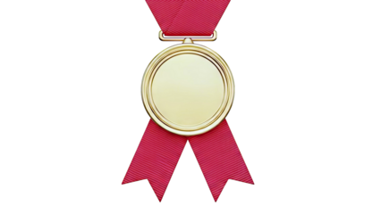 Gold medal with red ribbon
