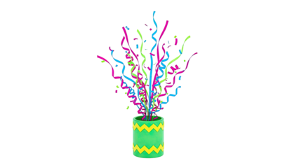 Party Popper with Colorful Streamers and Confetti