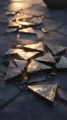 Abstract texture of broken pieces with bright sunlight