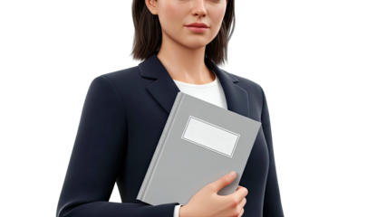 Woman in Suit Holding a Folder