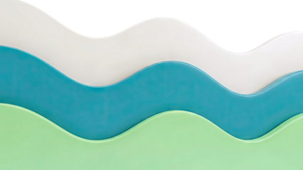 Abstract Wavy Layers of Cream, Teal, and Green