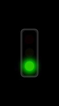 Traffic lights red icon animation on alpha channel transparent background.