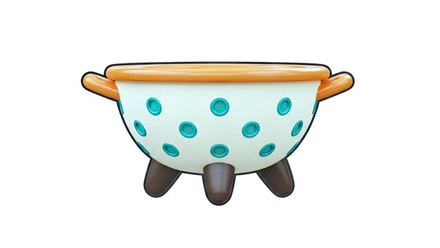 Cartoon Colander with Polka Dots and Legs