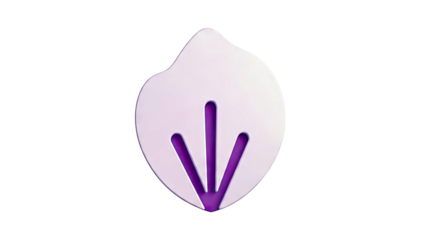 Purple leaf logo with three vertical slits