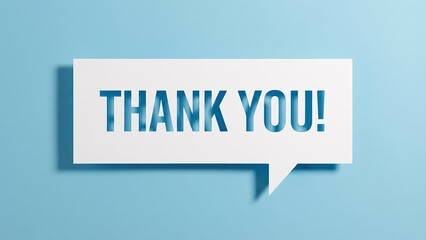 White speechbubble with gratitude message cut out against a blue background generic positive interaction and speech