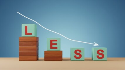 Wooden blocks spelling loss with a declining performance arrow symbolizing loss and learning challenges