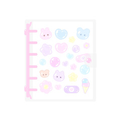 平成レトロなぷっくり風のピンクシール帳バインダー♪png