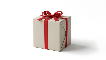 Fototapeta premium Thoughtfully wrapped present tied with a festive red ribbon and bow, a symbol of giving and happiness