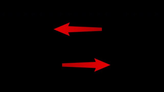 Animated squirrel with red arrow direction left and right, alpha channel, 4K