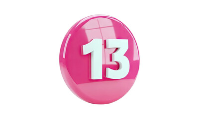 Number 13 on a Pink Glossy Orb