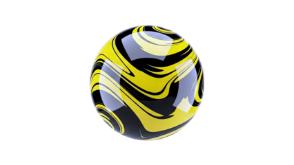 Abstract Yellow and Black Swirl Sphere
