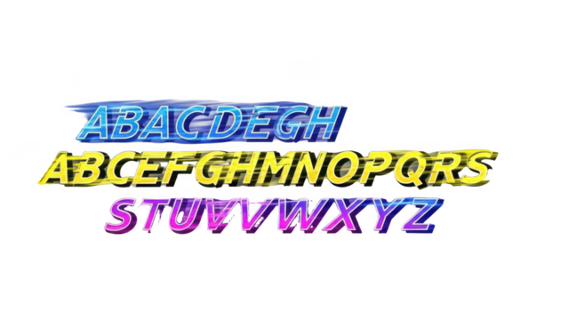 Colorful alphabet letters on transparent background for graphic design use  - Powered by Adobe