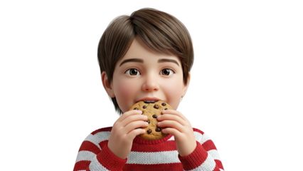 Boy Eating a Chocolate Chip Cookie