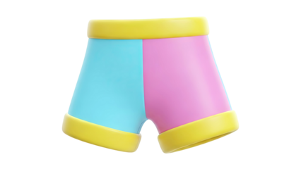 3D Rendered Shorts with Color Block Design