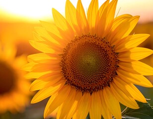 Obraz premium A large, bright yellow sunflower with a dark center