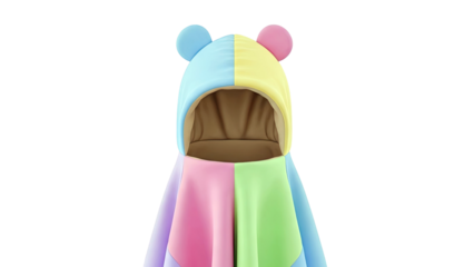 Rainbow Color Block Baby Sleepsuit with Bear Ears Hood