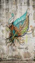 Motivation and Success: Fragile Leaf Surviving in Urban Concrete Landscape with cloud, cracked, concrete, fragrance, background, business, glow