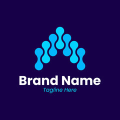 Abstract A letter logo with connectivity node style. Modern initial for technology, infrastructure, and digital solutions. Clean blue geometric icon for innovative startup branding identity