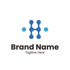 Modern H letter logo with side connectivity nodes. Creative initial for networking, healthcare technology, and data systems. Professional branding icon for innovation and digital connection