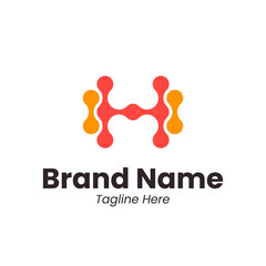 Creative H letter monogram with unique connectivity points. Modern initial for information technology, software solutions, and digital networking. Clean blue graphic for startup identity